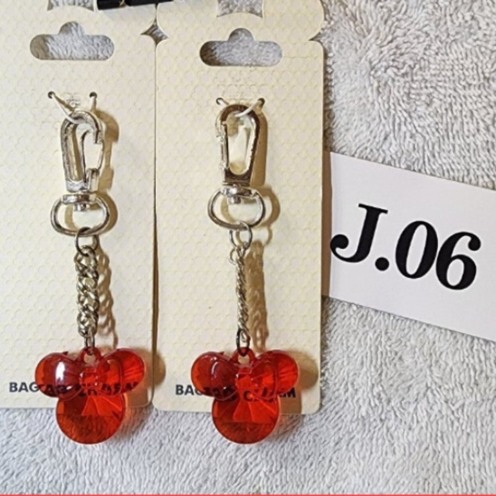 J.006- Disneyland Minnie Mouse red bag charm key chain, lot of 2